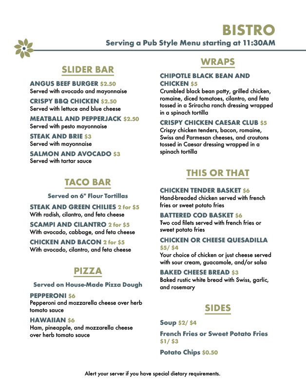 Bistro Menu
