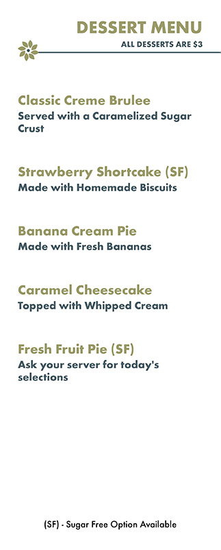 Dessert Menu
