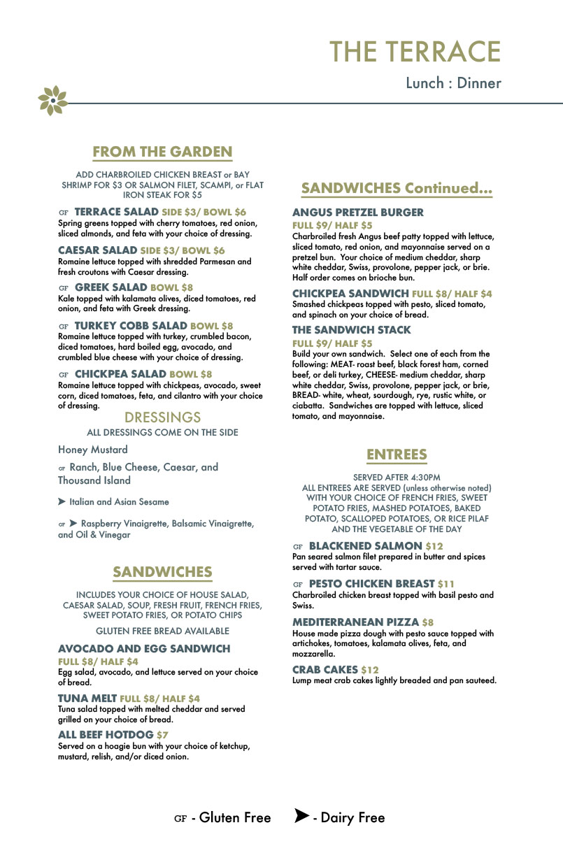Terrace Menu