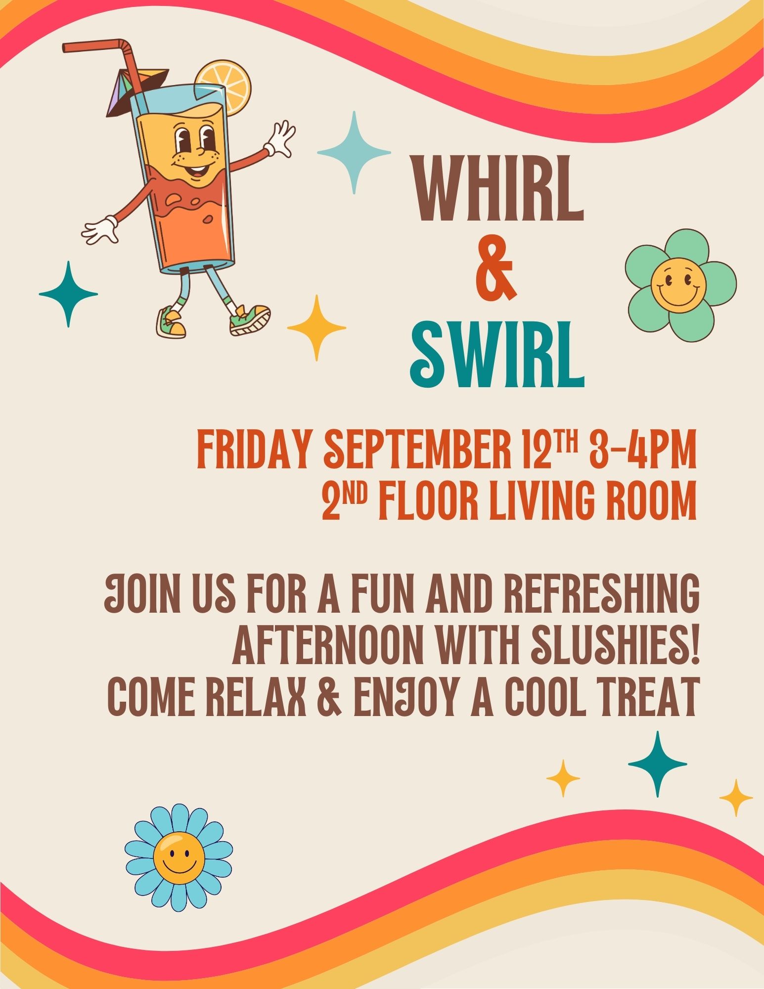 Whirl & Swirl Event Flyer at Laurel Parc Senior Living in Portland Oregon
