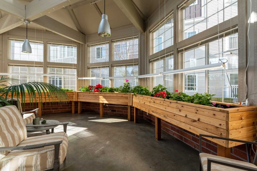 Garden room at Laurel Parc Senior Living in Portland Oregon