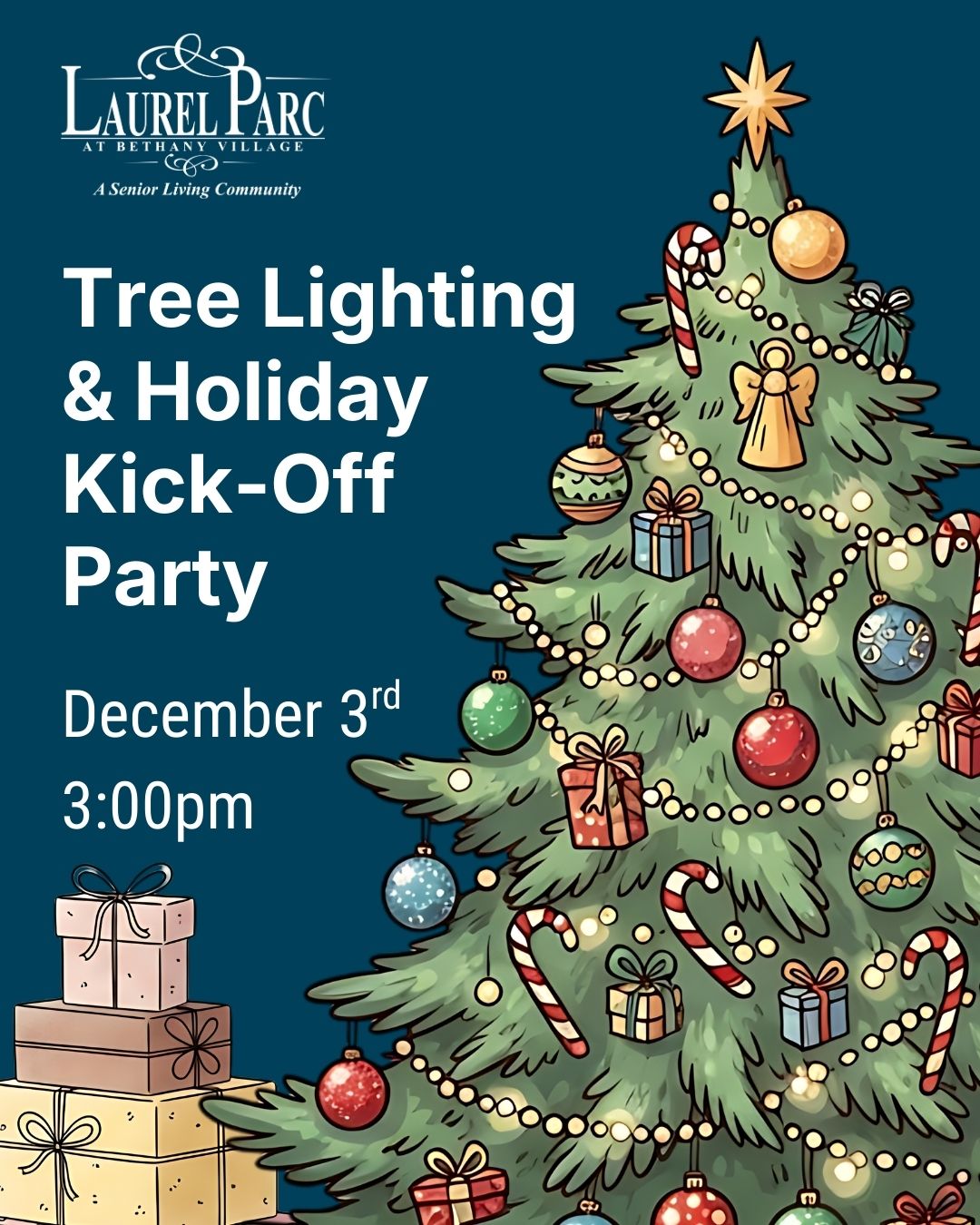 Tree Lighting Holiday Kick-Off Party at Laurel Parc Senior Living in Portland Oregon