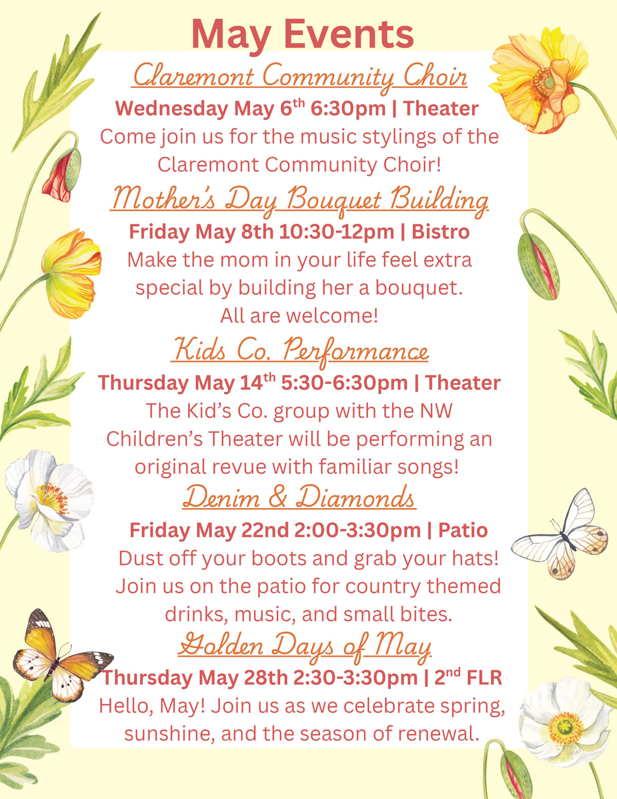 May Events Laurel Parc